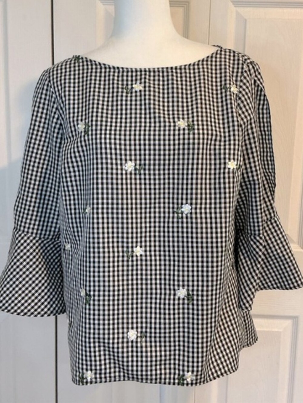 🌹 ALYX Black and White Plaid Top / Blouse - Size Large